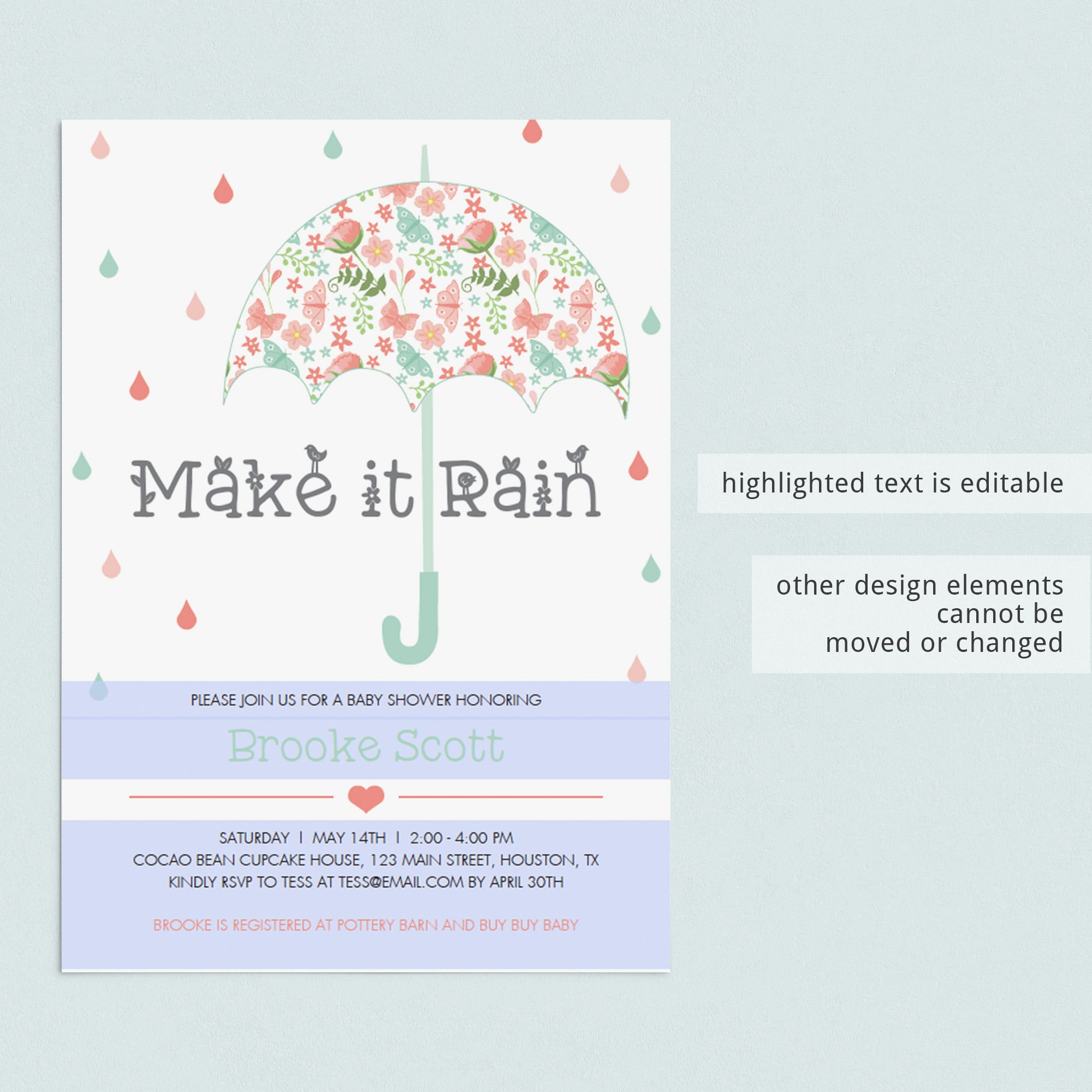 DIY rain baby shower invitation by LittleSizzle