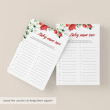 Winter Floral Baby Shower Baby Names Game