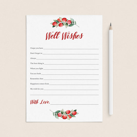 Winter Wedding Well Wishes Cards Printable