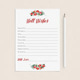 Winter Wedding Well Wishes Cards Printable