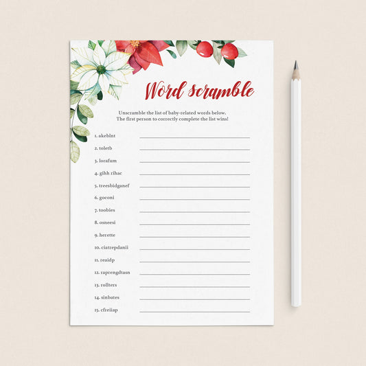 Baby Word Scramble Game With Winter Flowers by LittleSizzle