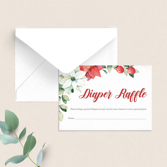 White and Red Baby Shower Diaper Raffle Ticket by LittleSizzle