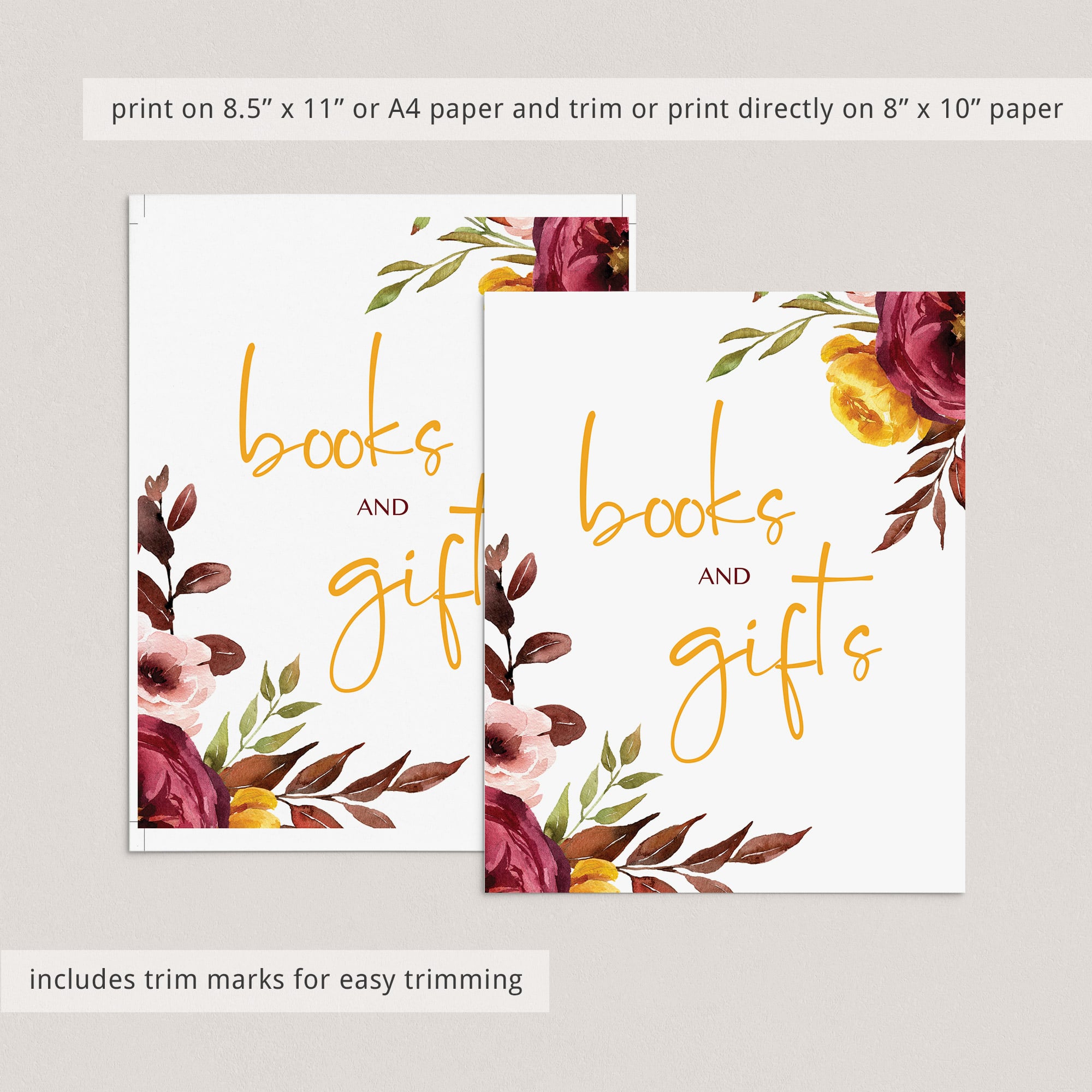 Autumn flowers baby shower decor printable table sign by LittleSizzle