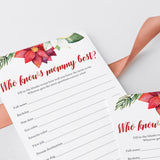 Winter Floral Baby Shower Game Who Knows Mommy Best