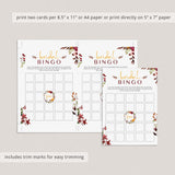 Complete Bridal Shower Bingo Game Fall Theme