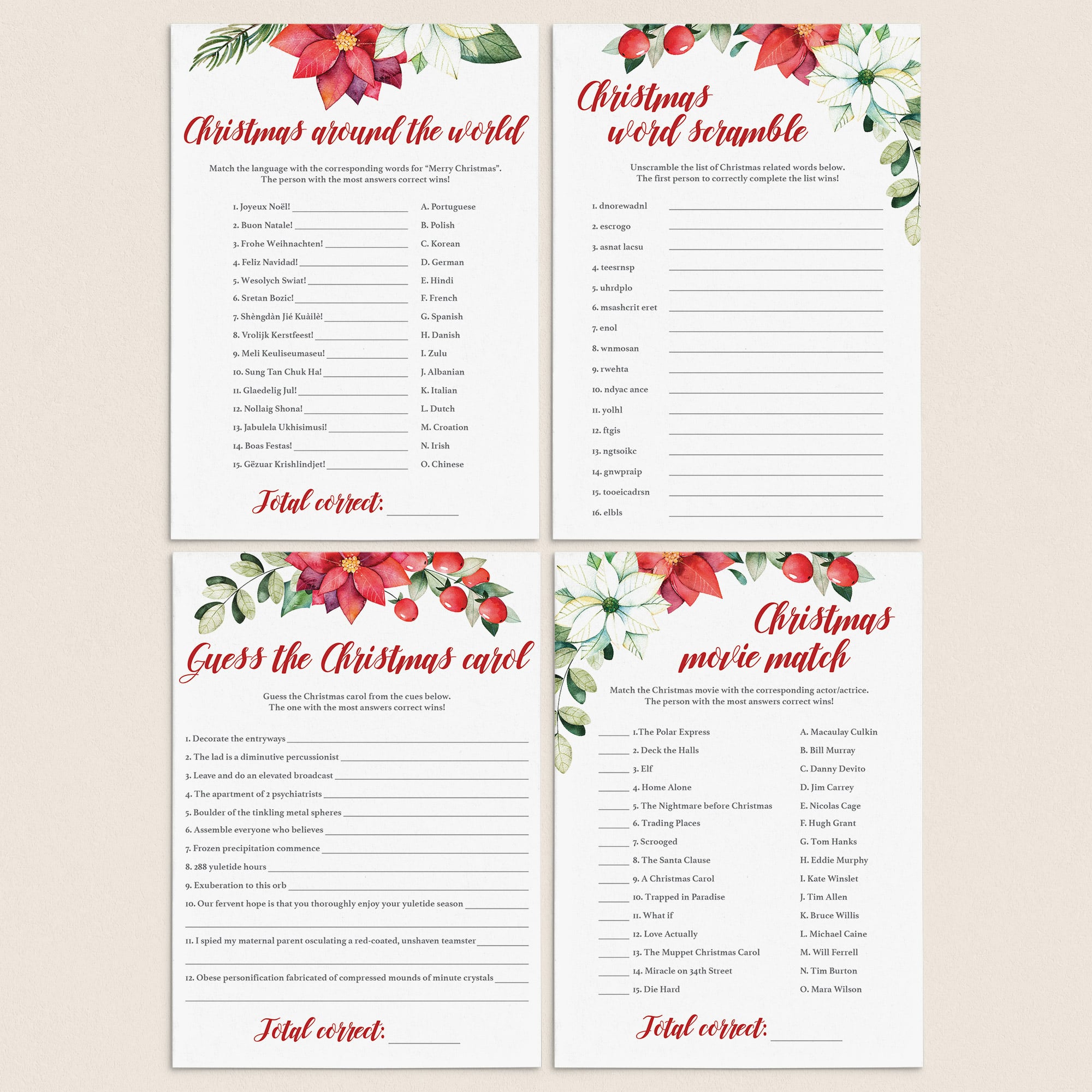Christmas Party Games for Family Printable by LittleSizzle