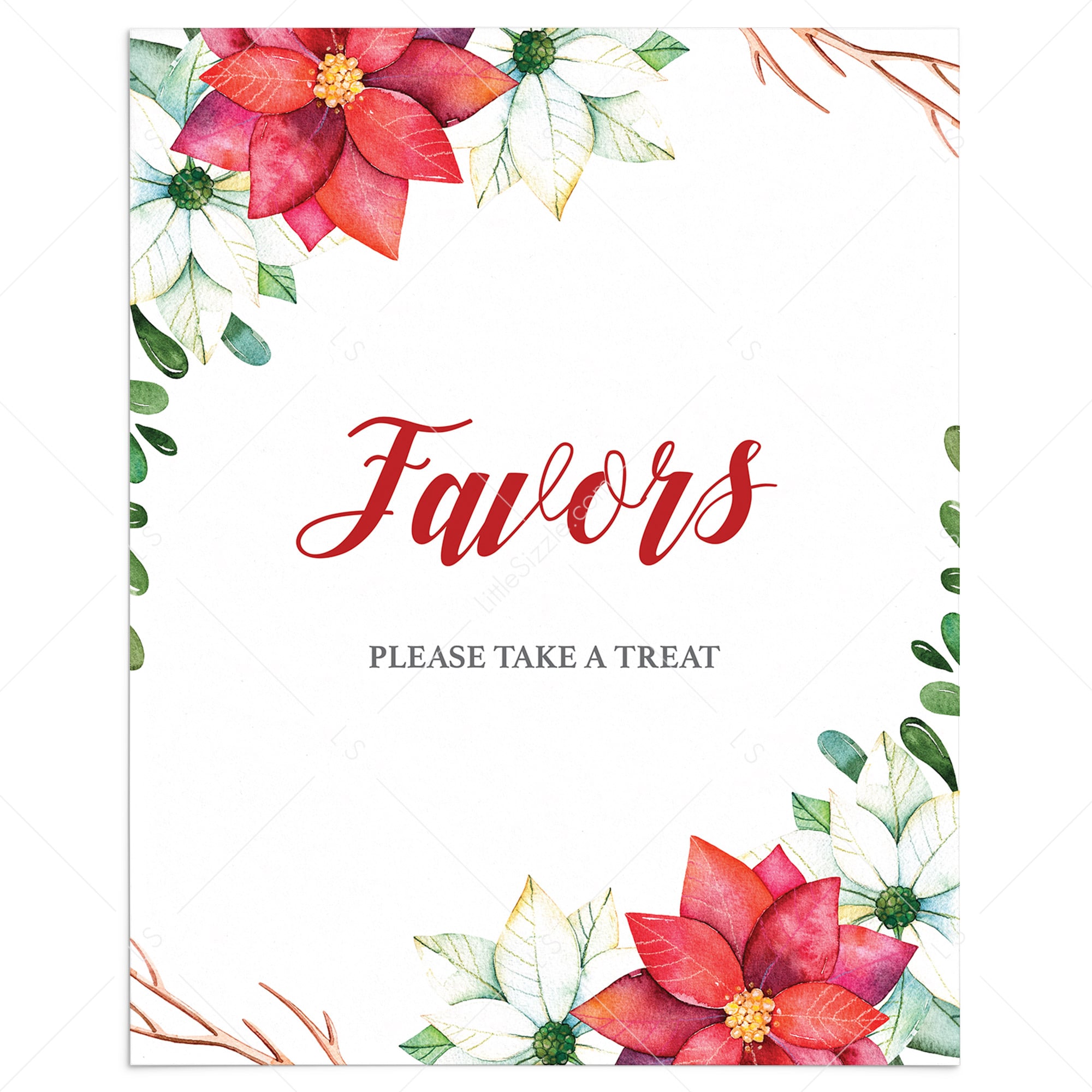 Holiday Party Favors Sign Printable by LittleSizzle
