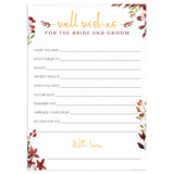 Red floral wedding wishes cards printable by LittleSizzle