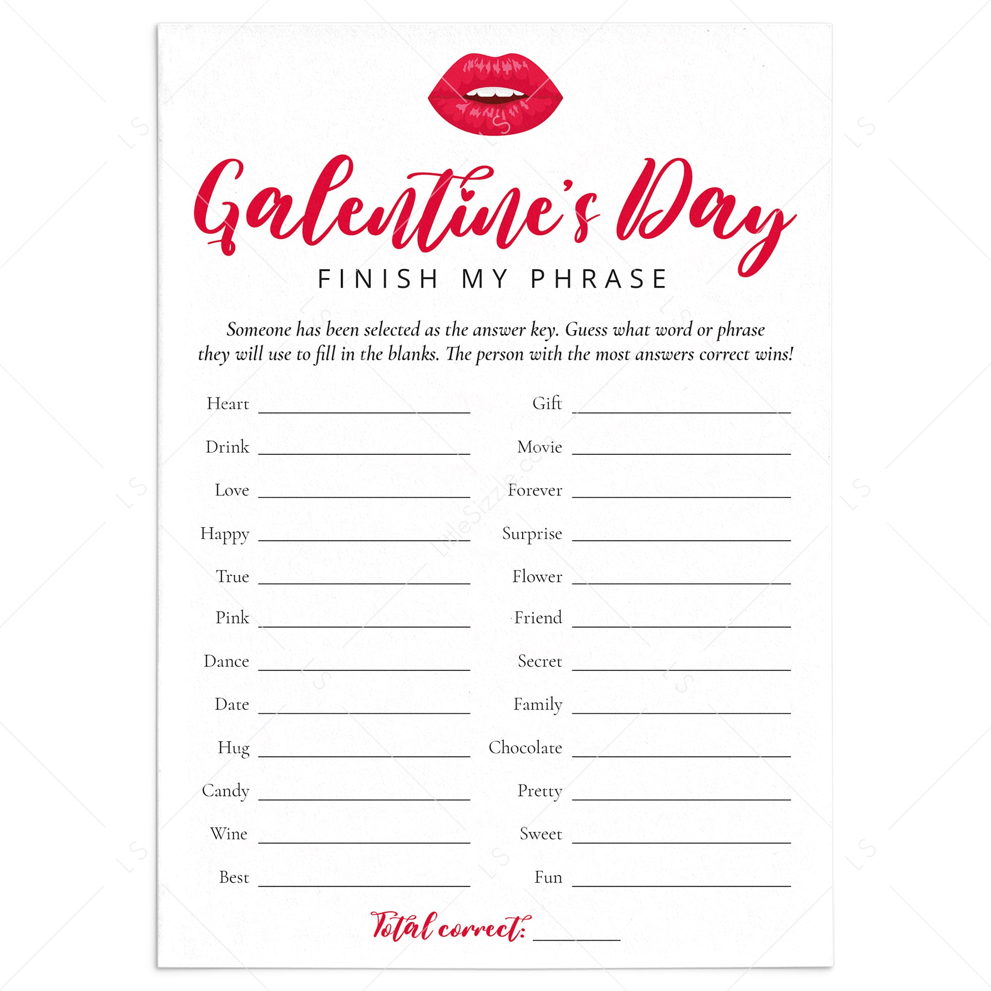 Finish That Phrase Galentines Day Game Digital Download by LittleSizzle