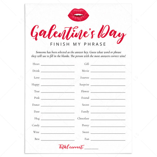 Finish That Phrase Galentines Day Game Digital Download by LittleSizzle
