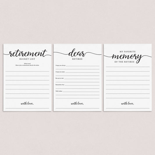 Minimal Calligraphy Retirement Cards Printable by LittleSizzle