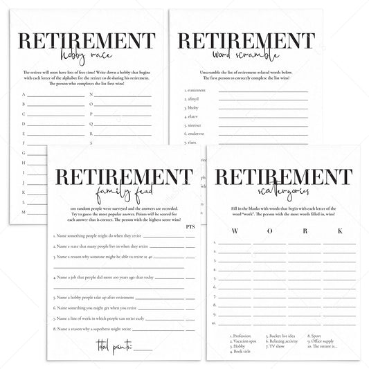 Modern Retirement Party Games Bundle Printable by LittleSizzle