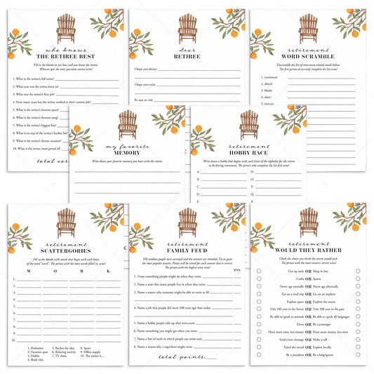 8 Retirement Games Printable Instant Download by LittleSizzle