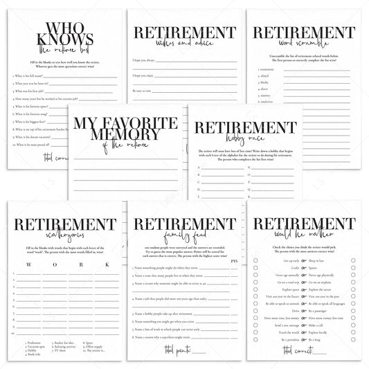 Retirement Party Games for Him Printable by LittleSizzle