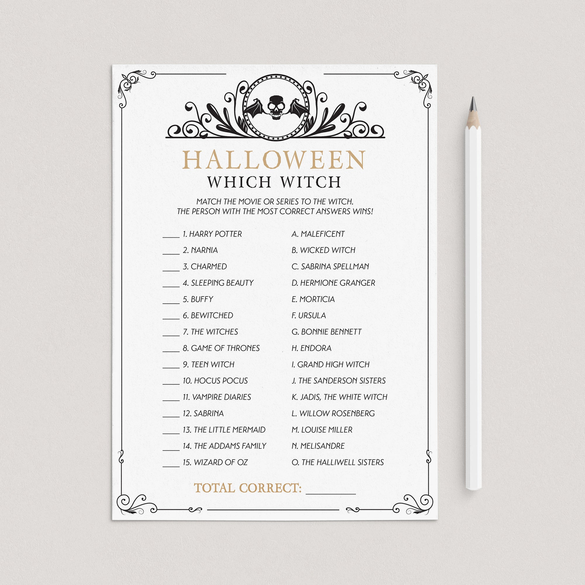 Which Witch Halloween Party Game Printable by LittleSizzle