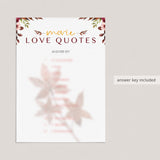 Fall Wedding Shower Game Movie Love Quotes Match