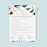 Bridal Shower Romantic Movie Quiz Printable by LittleSizzle