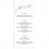 Rose gold menu card printable by LittleSizzle