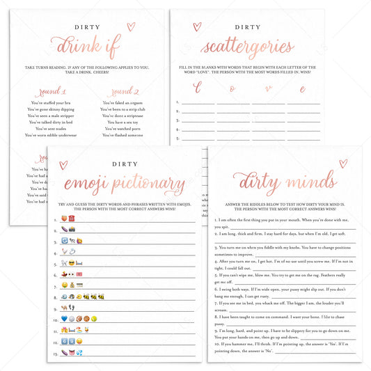 Rose Gold Bachelorette Dirty Games Pack Printable by LittleSizzle