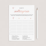 Rose Gold Hen Party Game Scattergories Printable by LittleSizzle