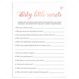 Brides Dirty Little Secrets Game Printable Rose Gold by LittleSizzle