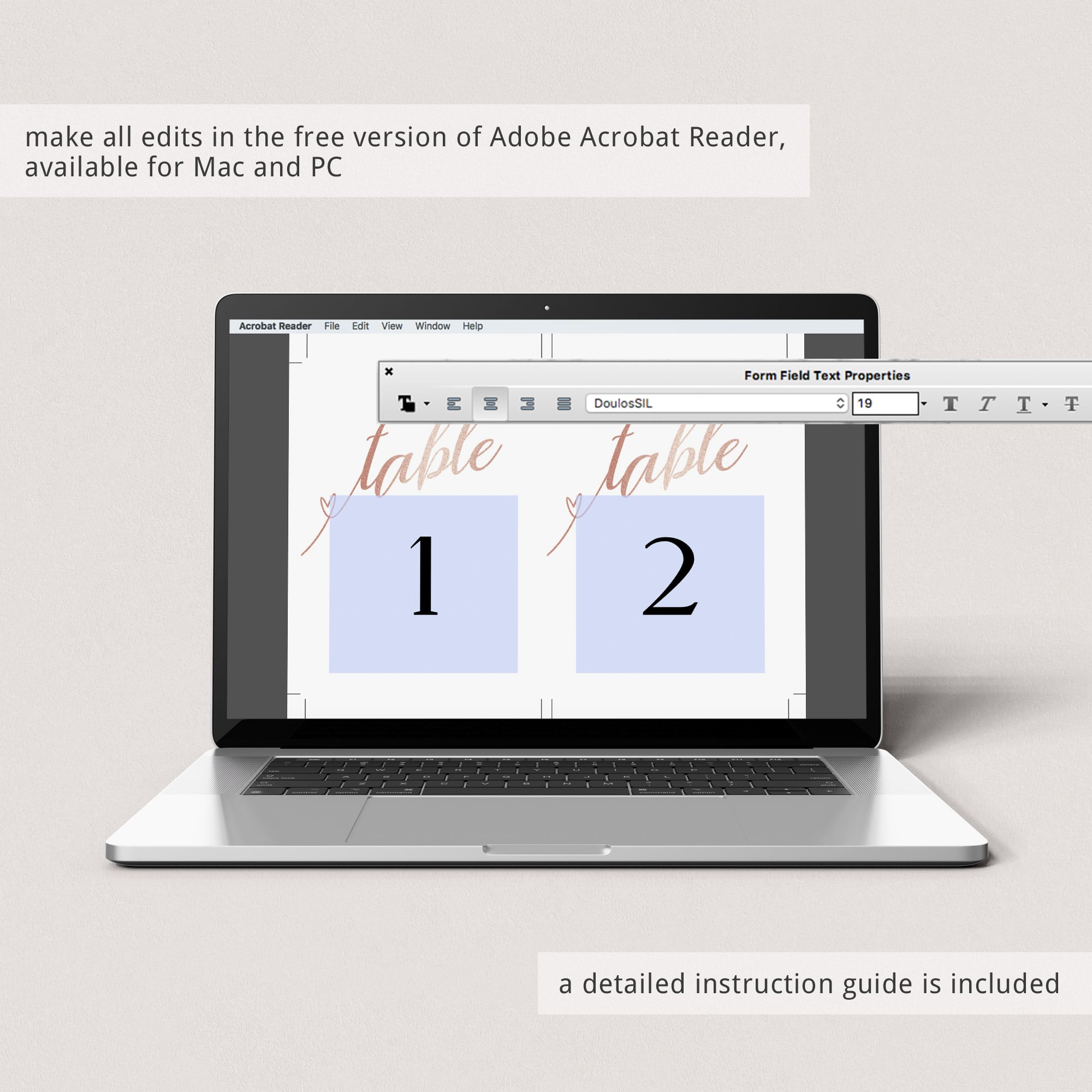 Editable table numbers template rose gold by LittleSizzle