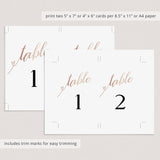 Rose gold bridal shower table numbers printable by LittleSizzle