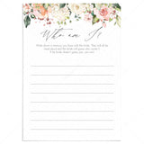 rosy floral bridalshower memory game digital download by LittleSizzle