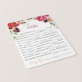 boho bridal shower mad libs printable