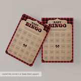 Buffalo Plaid Baby Bingo Cards Prefilled, Blank and Template