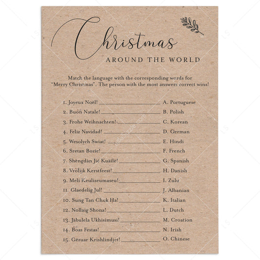 Rustic Christmas Party Game Merry Christmas Around The World by LittleSizzle