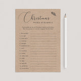 Word Scramble Christmas Game Rustic Kraft Printable by LittleSizzle