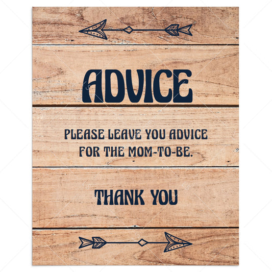 Forest shower baby advice sign printable by LittleSizzle