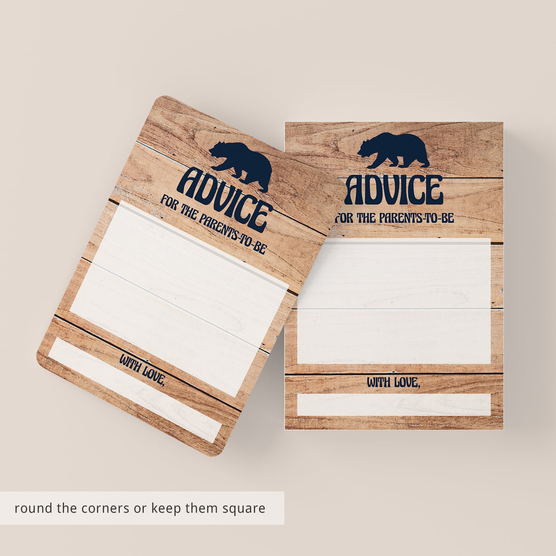 New baby advice printable for rustic baby shower by LittleSizzle