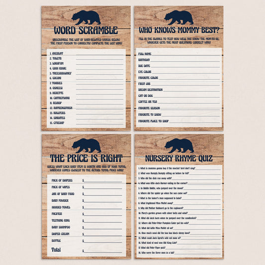 Rustic baby shower games bundle by LittleSizzle