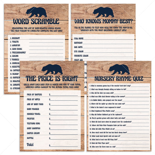 Rustic baby shower games bundle by LittleSizzle