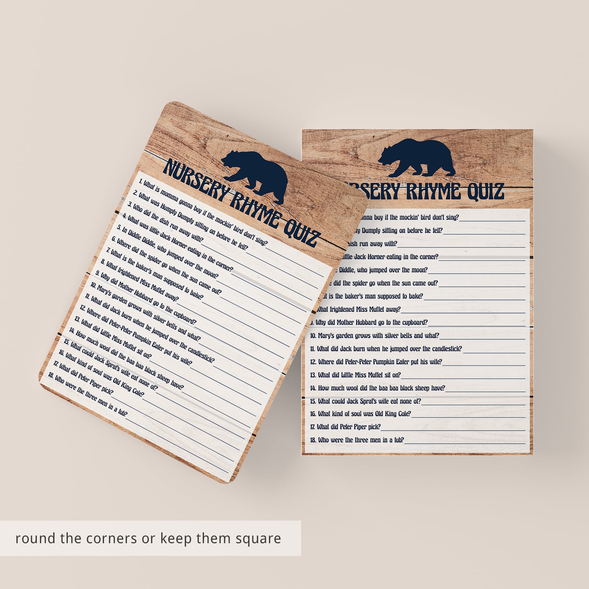 Boy shower nursery rhyme game printable by LittleSizzle