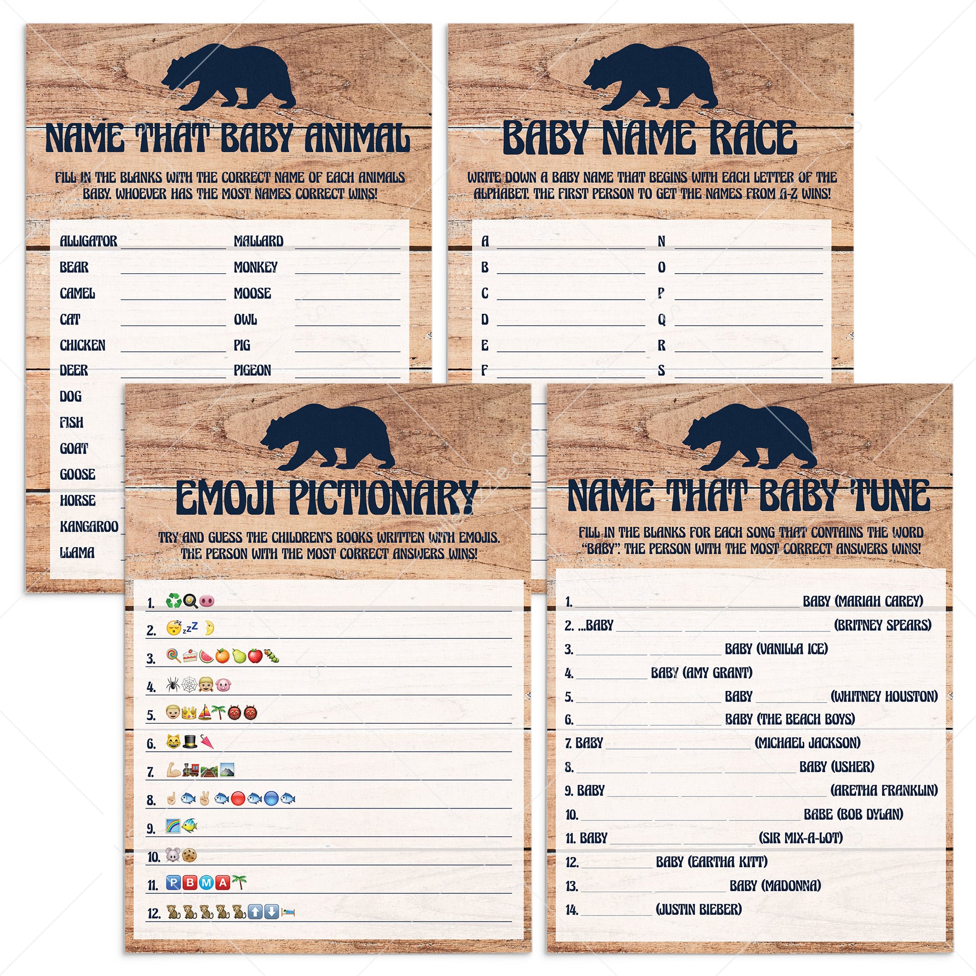 Woodland baby shower games bundle by LittleSizzle
