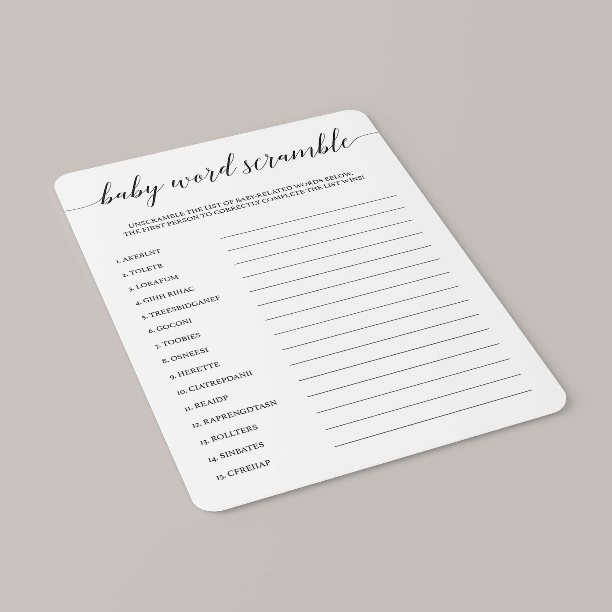 Word scramble baby shower game gender neutral by LittleSizzle