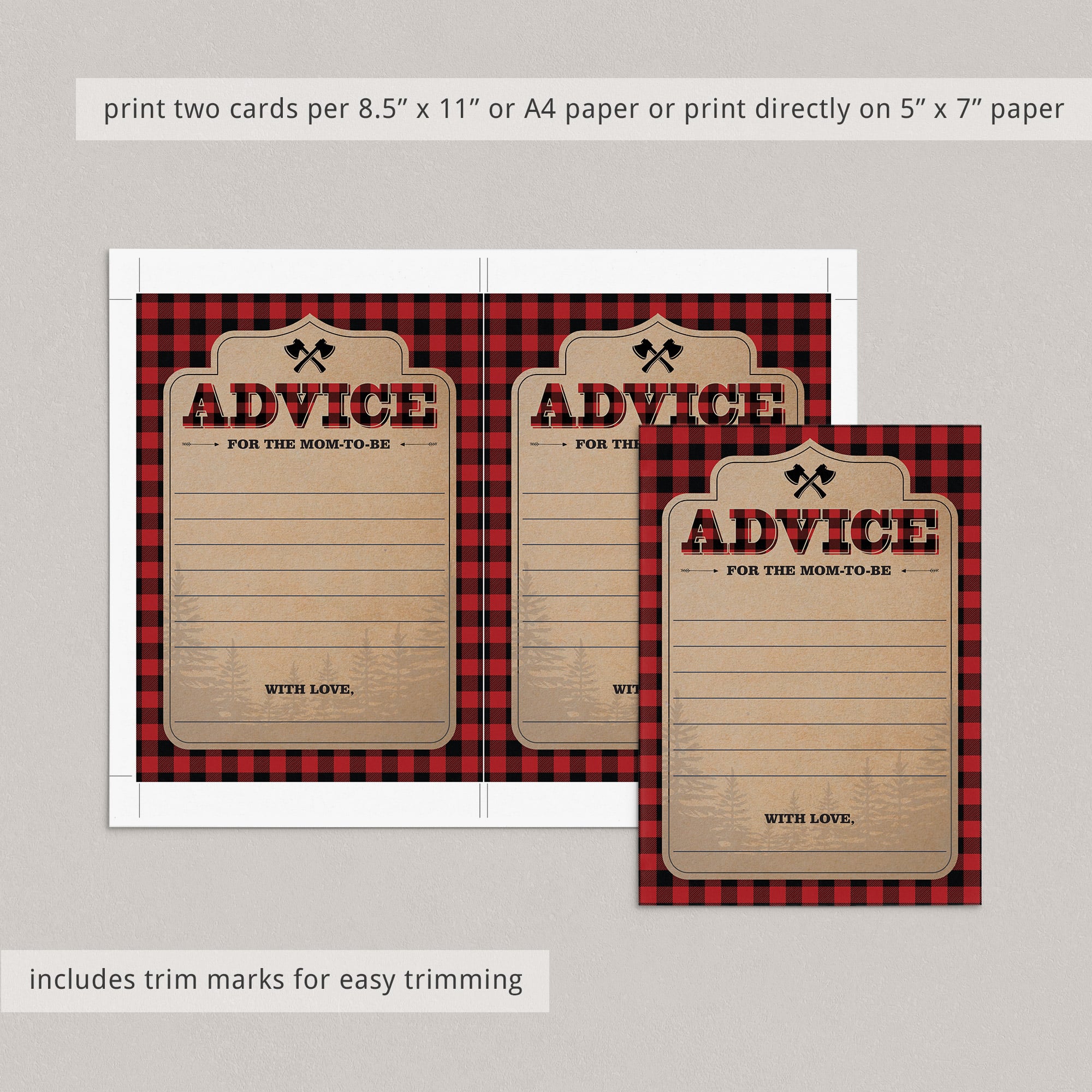Printable Advice cards for Baby Shower Woodland