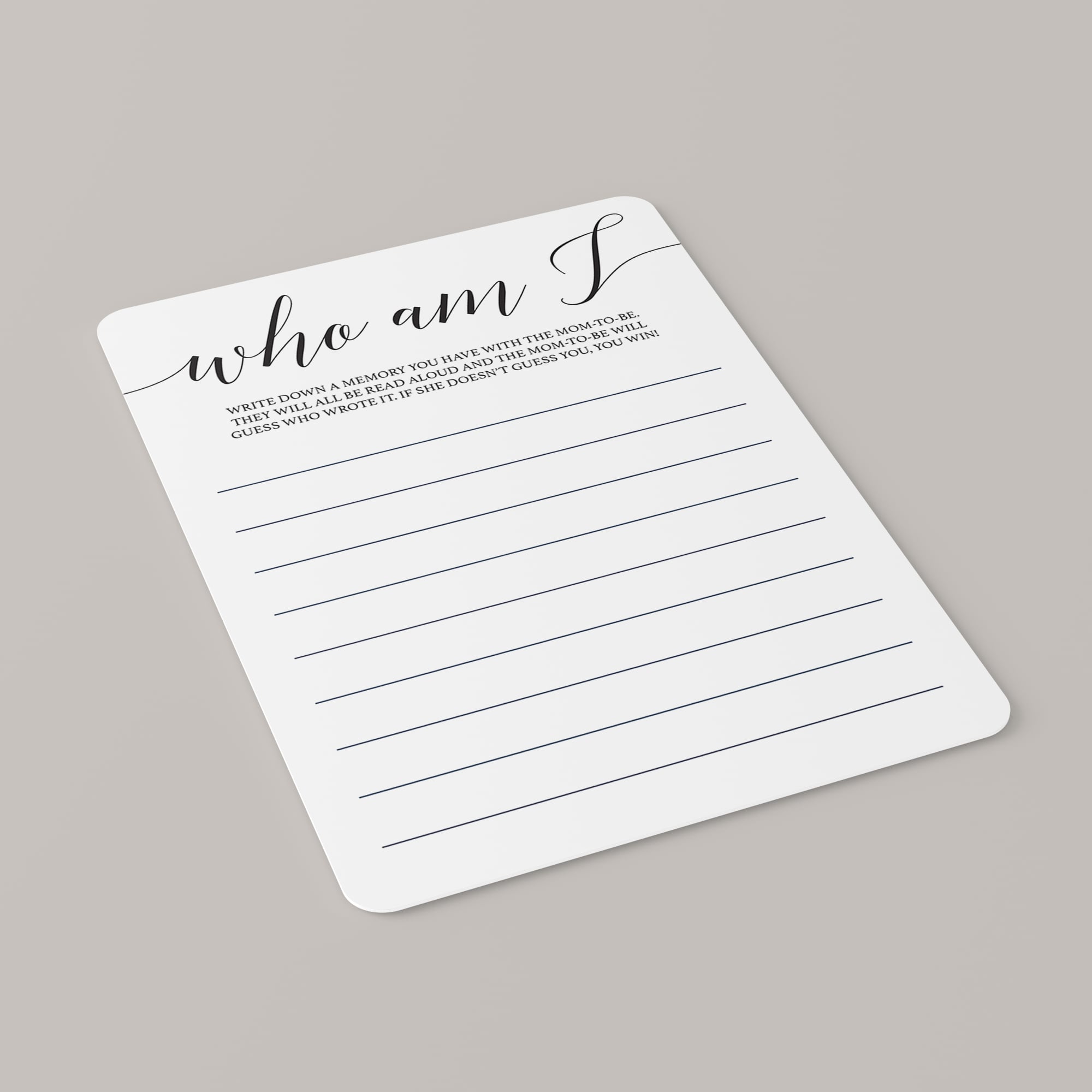 Who am I baby shower game by LittleSizzle