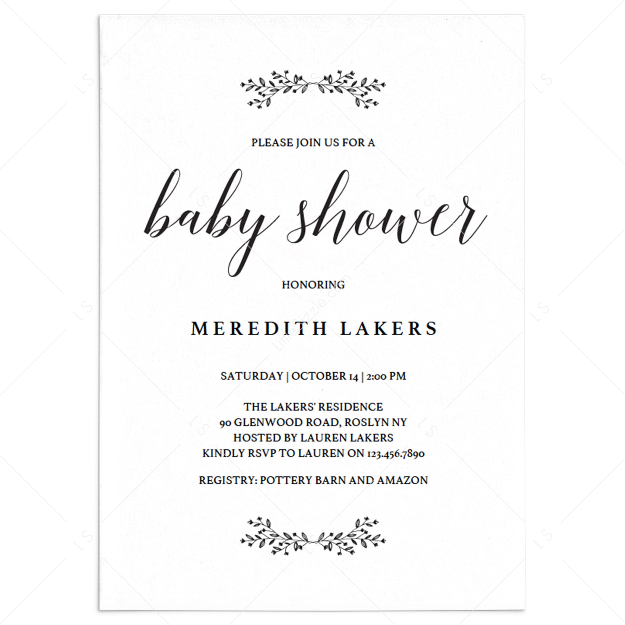 Minimal Baby Shower Invitation Template Instant Download by LittleSizzle