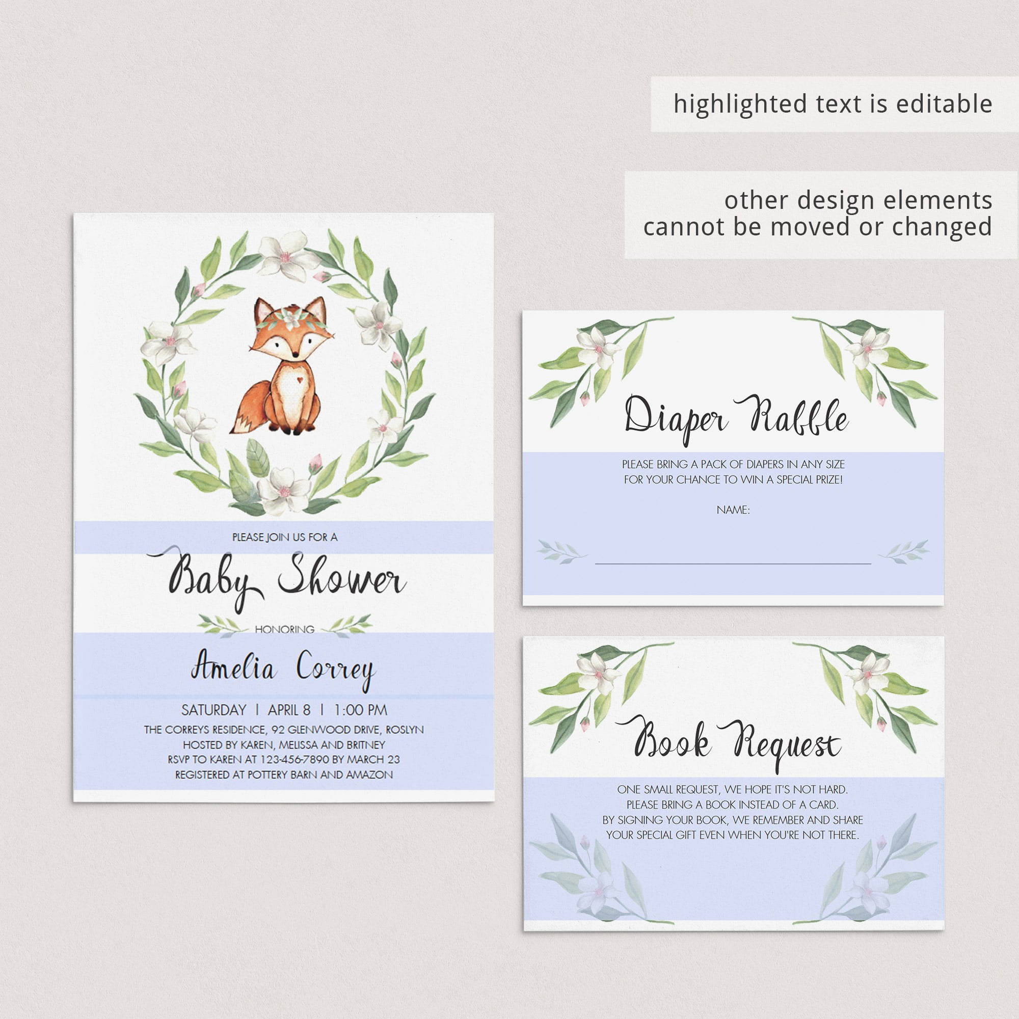Editable baby shower invitation forest animals by LittleSizzle