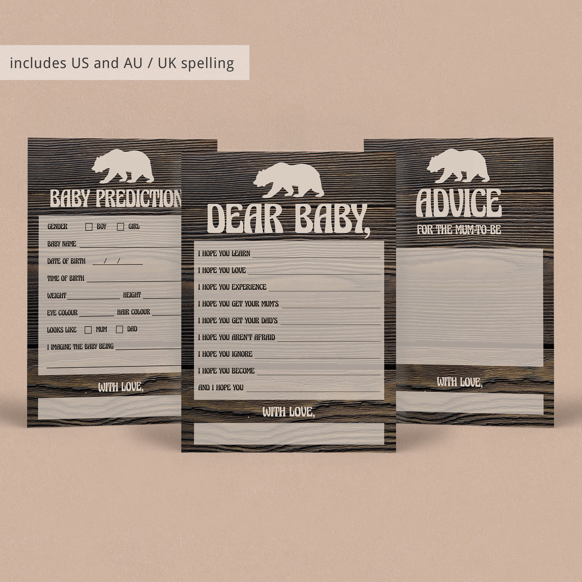 Rustic animal baby shower games package by LittleSizzle
