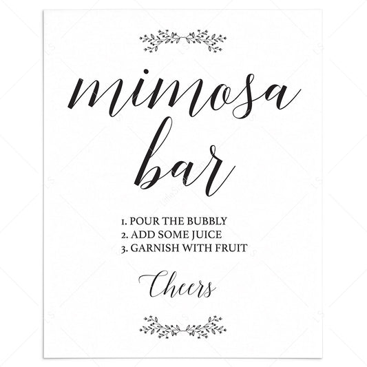 Black and White Mimosa Bar Sign Printable by LittleSizzle