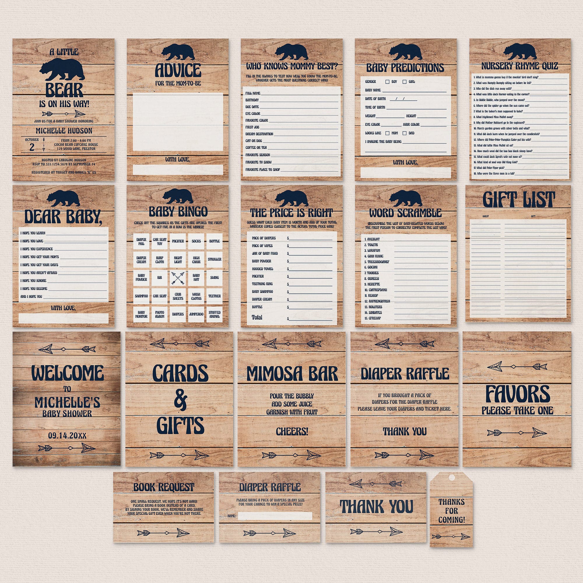 Rustic Baby Shower Party Package Woodland Theme by LittleSizzle