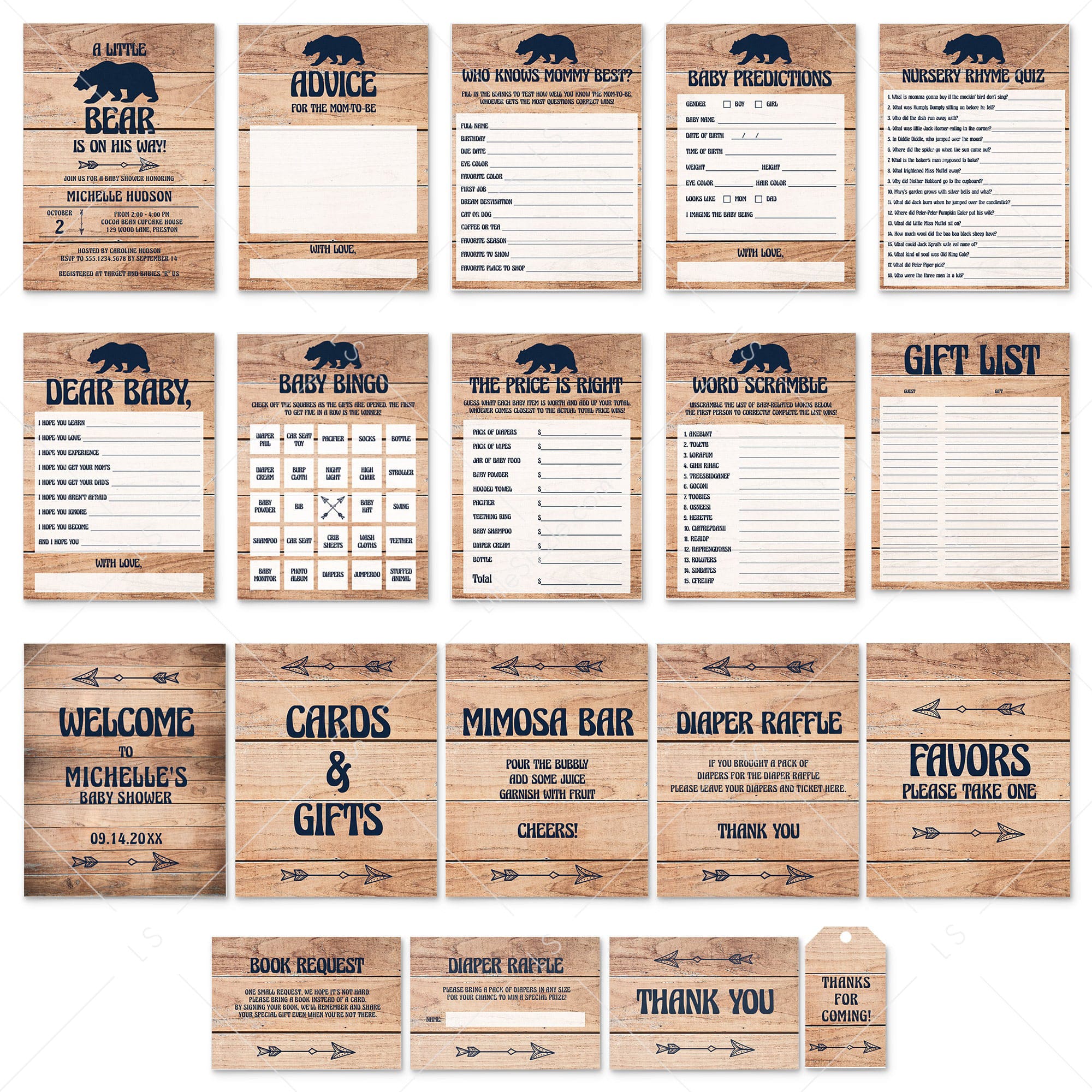 Rustic Baby Shower Party Package Woodland Theme by LittleSizzle