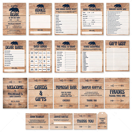 Rustic Baby Shower Party Package Woodland Theme by LittleSizzle