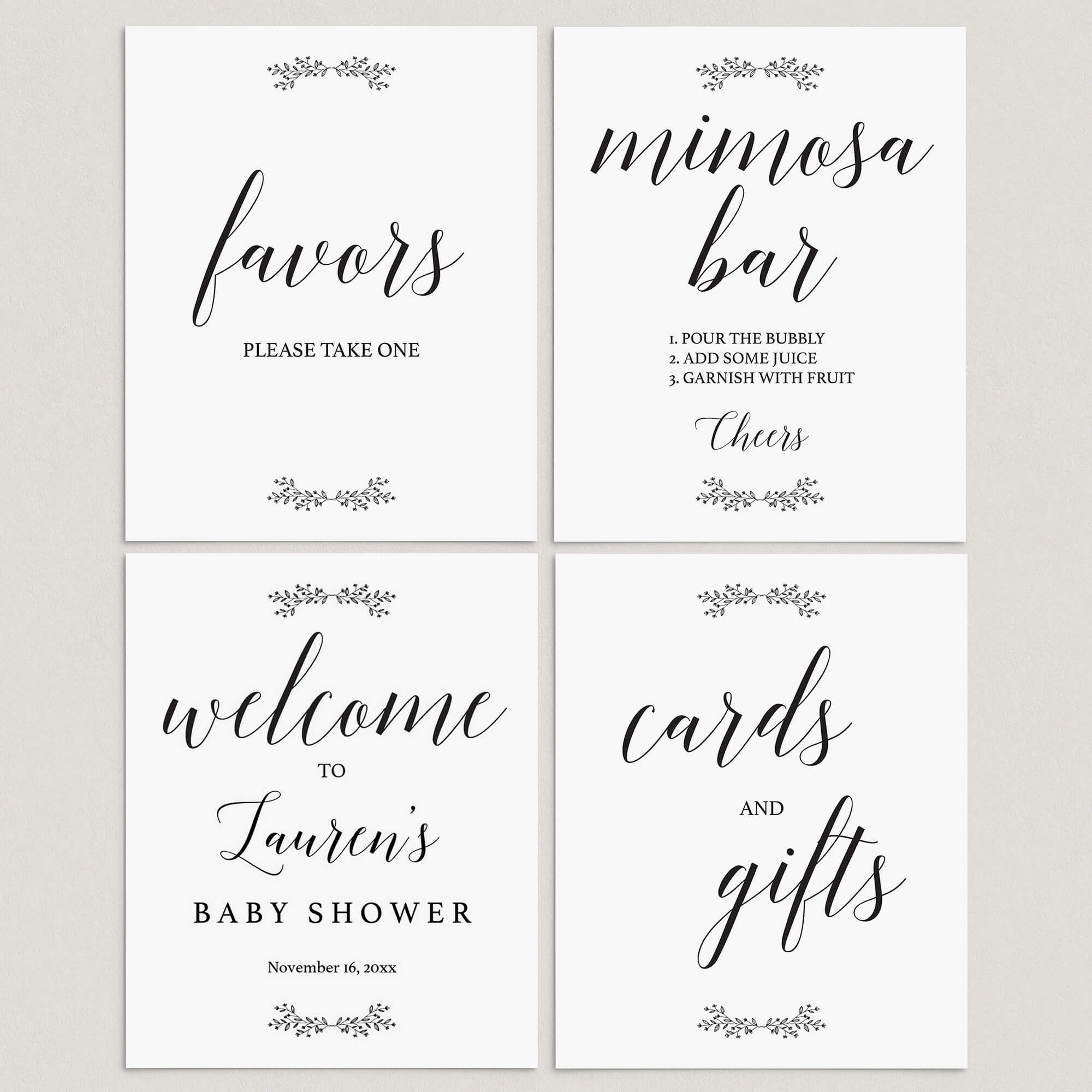 Elegant Baby Shower Signs Bundle Download by LittleSizzle