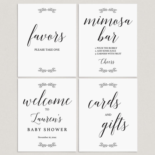 Elegant Baby Shower Signs Bundle Download by LittleSizzle